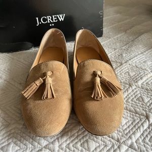 JCREW Cora Tassel Suede Loafers - Kraft Brown